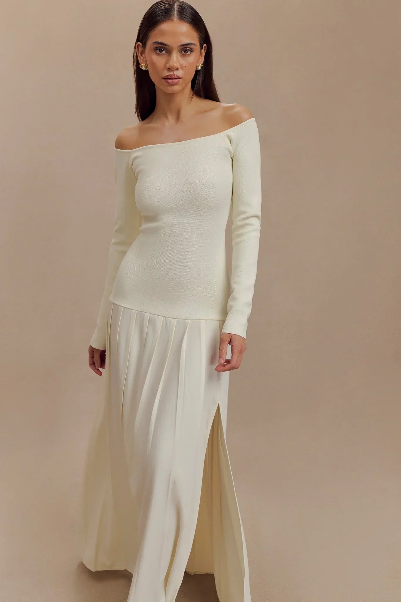 Liselotte Off-Shoulder Pleated Maxi Dress