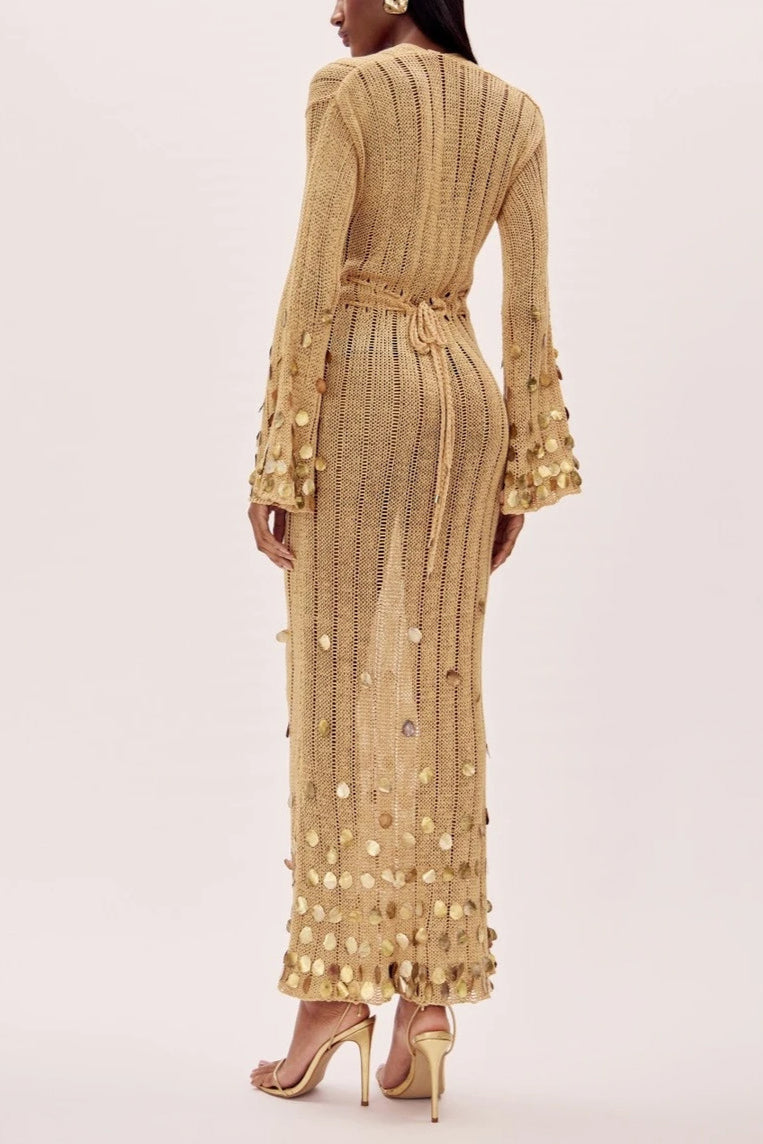Fleur Embellished Crochet Maxi Dress
