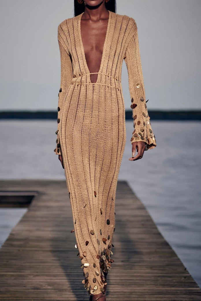 Fleur Embellished Crochet Maxi Dress