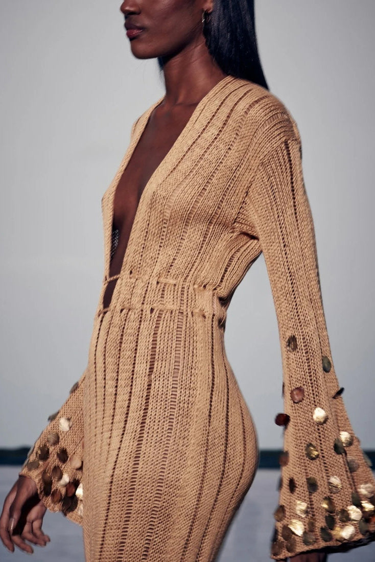 Fleur Embellished Crochet Maxi Dress