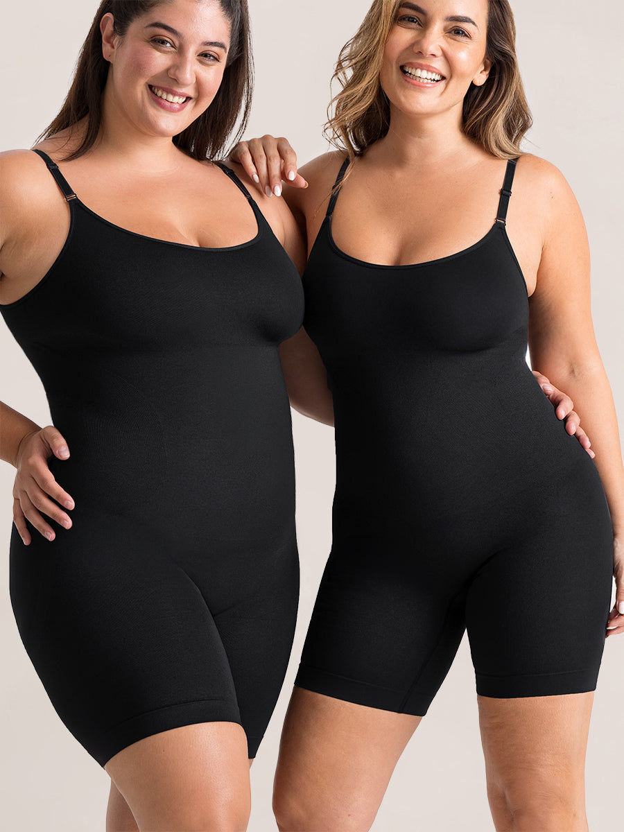 Adjustable Strap Mid-Thigh Shaping Bodysuit