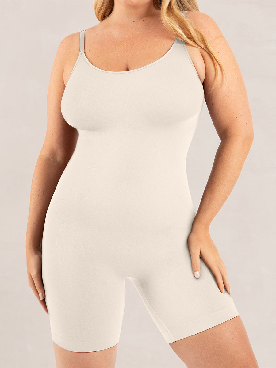 Adjustable Strap Mid-Thigh Shaping Bodysuit