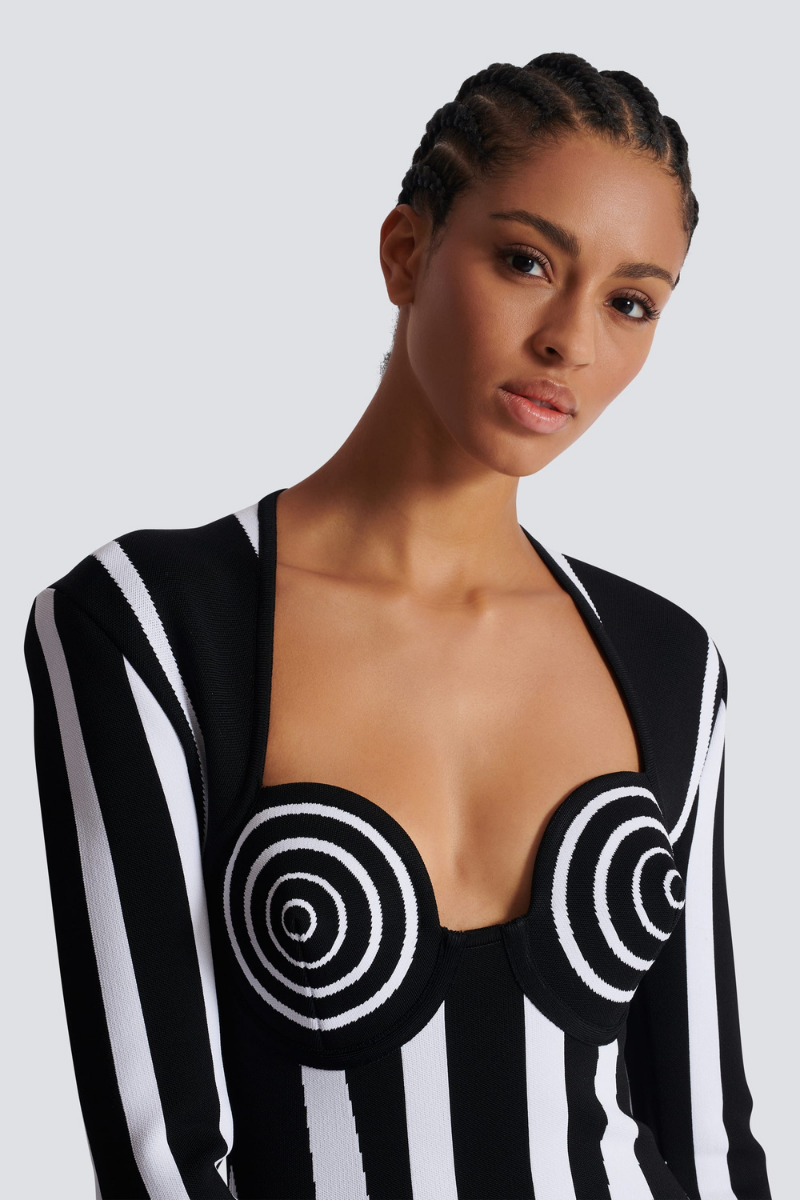 Viviana Long-Sleeve Striped Knit Mini Dress