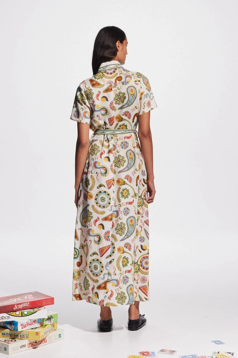 Corisande Paisley Print Belted Maxi Dress