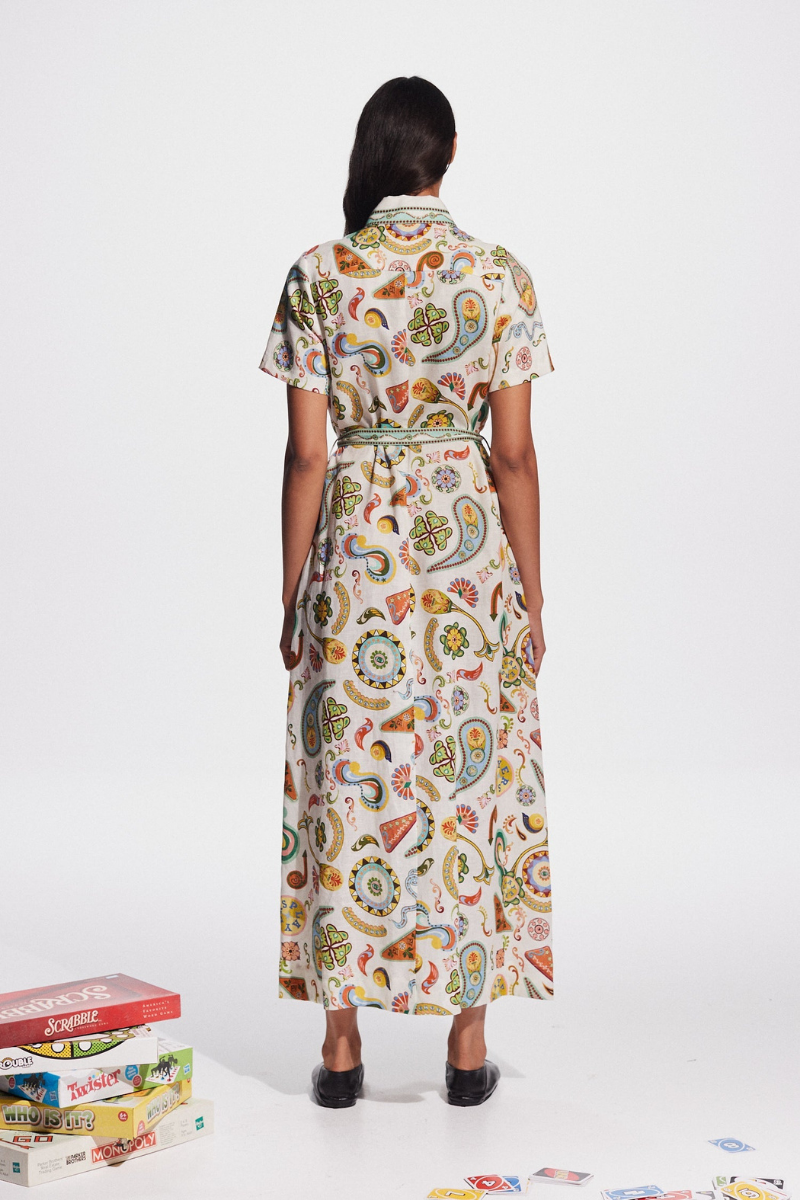 Corisande Paisley Print Belted Maxi Dress