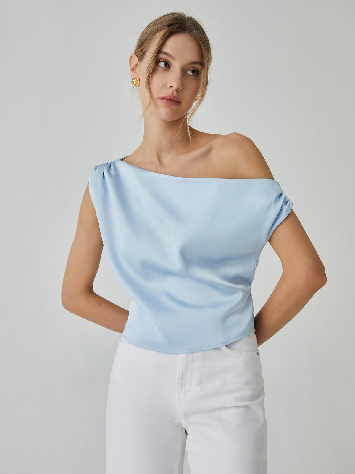 Asymmetrical Satin Blouse