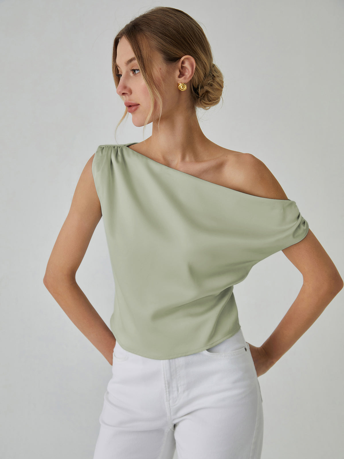 Asymmetrical Satin Blouse