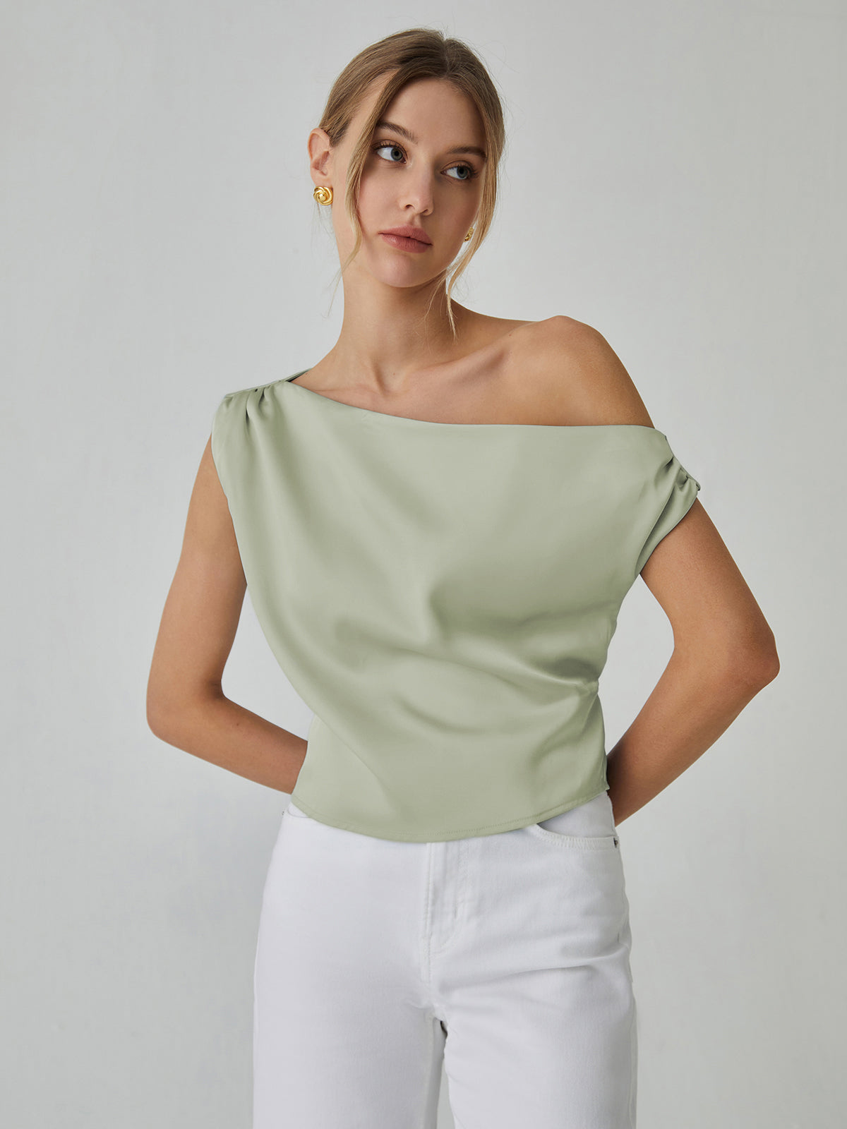 Asymmetrical Satin Blouse