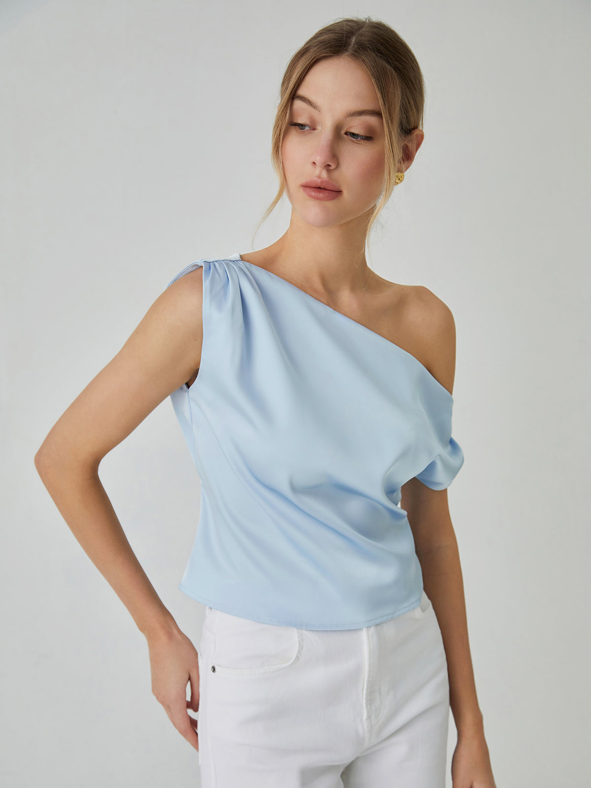Asymmetrical Satin Blouse