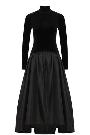 Clarisse Elegant Velvet & Taffeta Midi Dress
