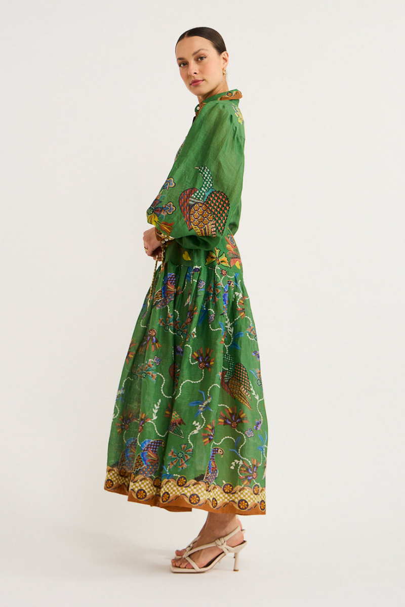 Dominique Printed Belted Maxi Dress