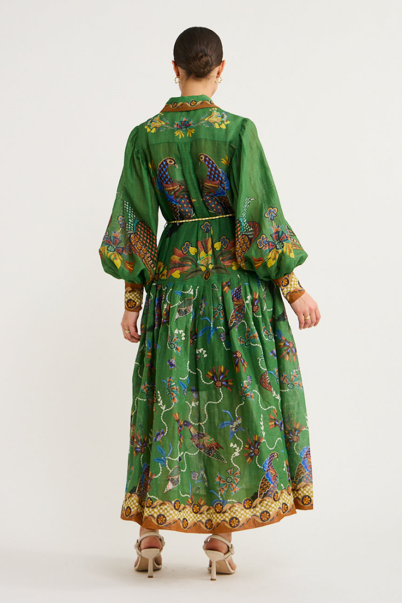 Dominique Printed Belted Maxi Dress