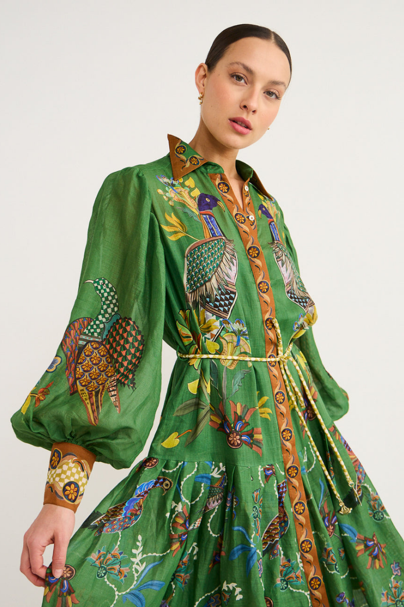 Dominique Printed Belted Maxi Dress