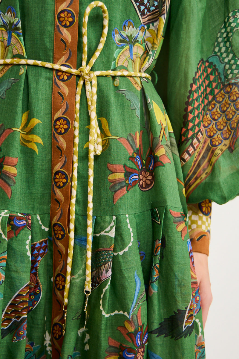 Dominique Printed Belted Maxi Dress