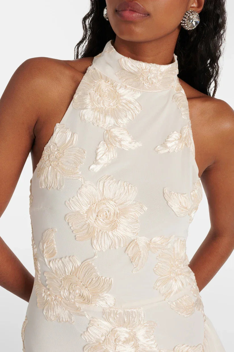 Amorette Ruffled Embroidered Maxi Dress