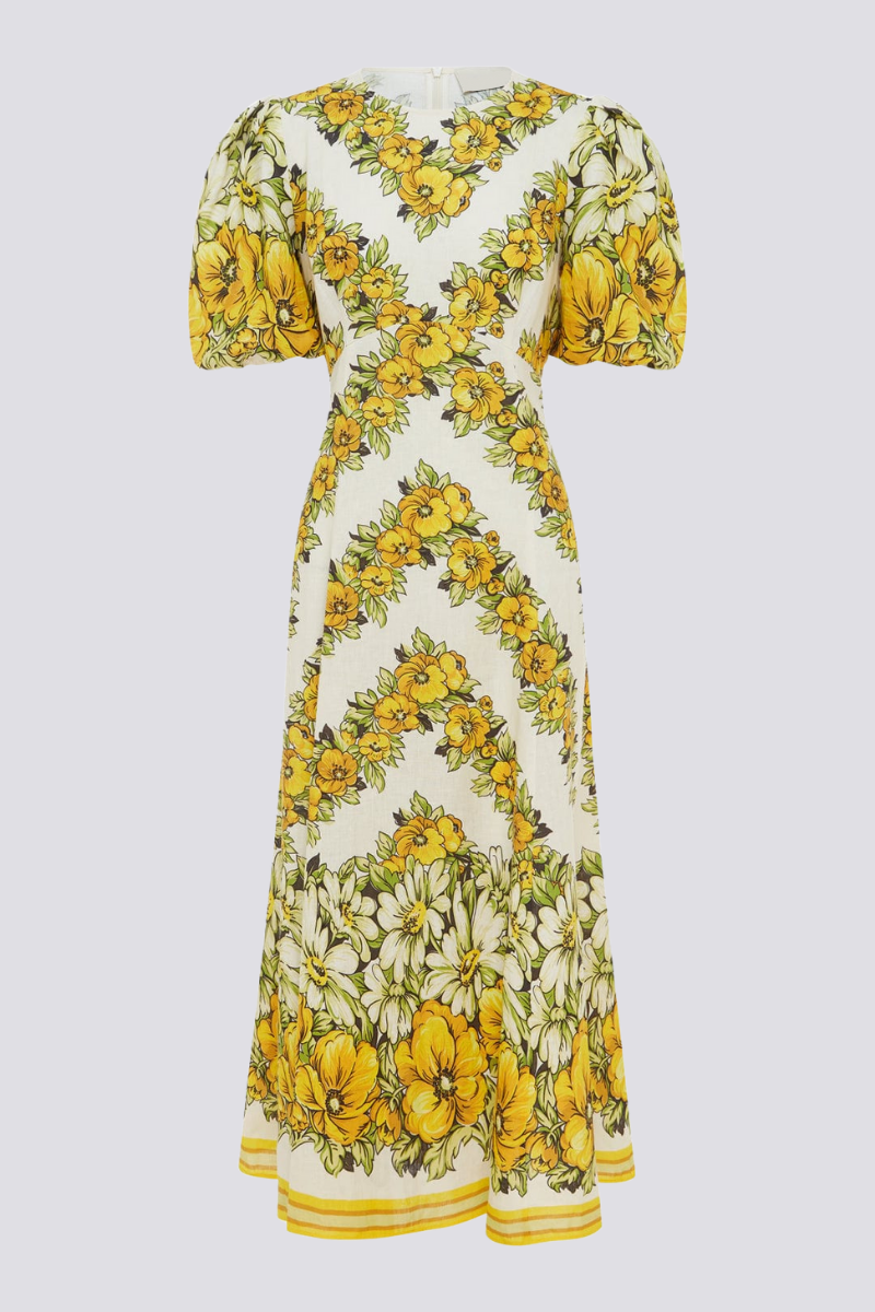 Marcelline Floral Puff-Sleeve Maxi Dress