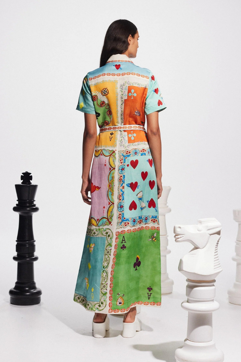 Antonella Artistic Print Belted Maxi Dress