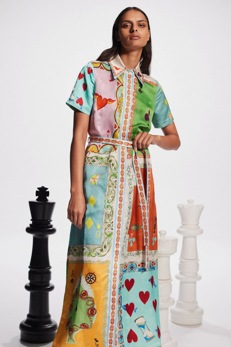 Antonella Artistic Print Belted Maxi Dress