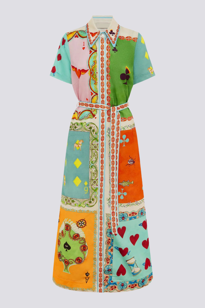 Antonella Artistic Print Belted Maxi Dress