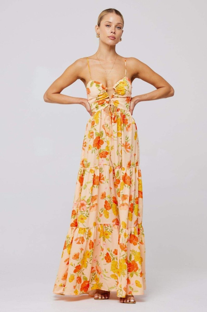 Olivetta Floral Maxi Dress - Printed Cut-Out Maxi Dress