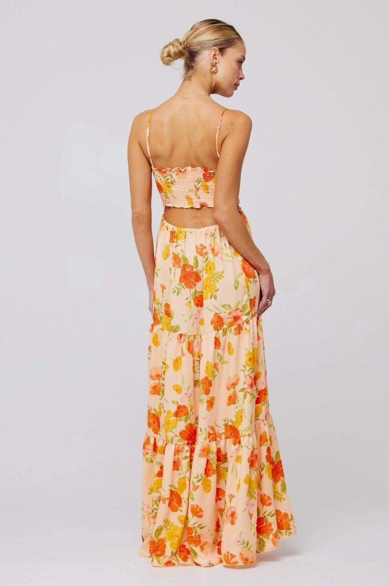 Olivetta Floral Maxi Dress - Printed Cut-Out Maxi Dress