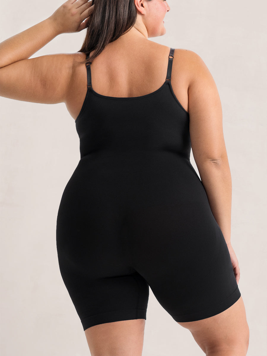Adjustable Strap Mid-Thigh Shaping Bodysuit