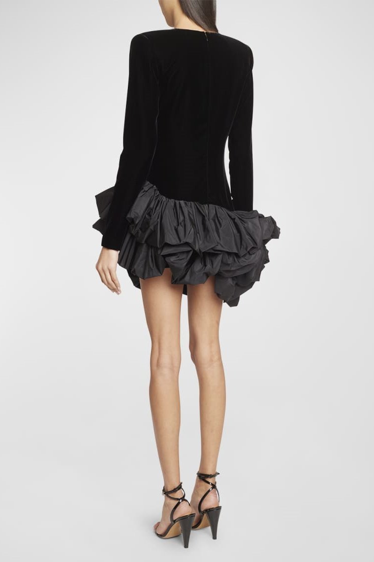 Theodora Velvet Ruffle Mini Dress