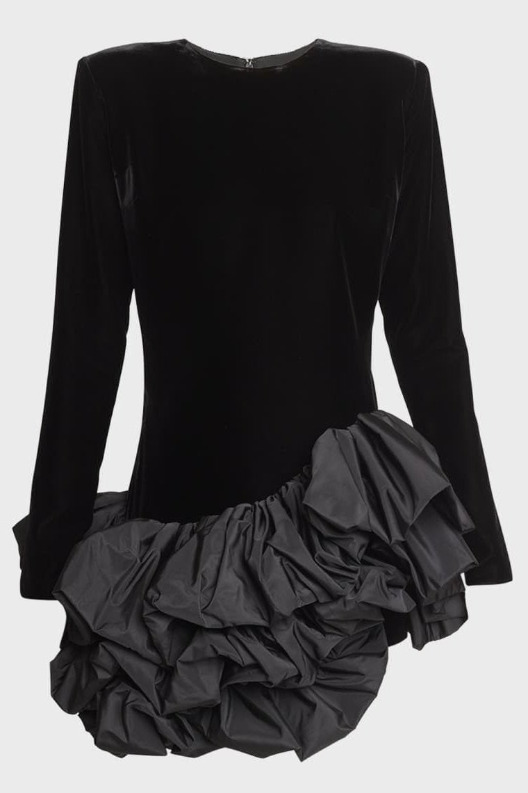 Theodora Velvet Ruffle Mini Dress