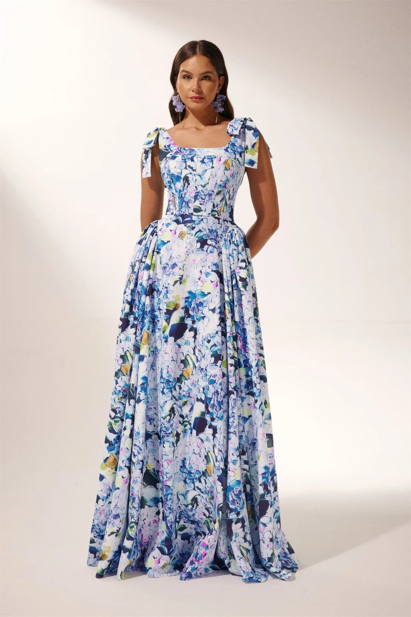 Liliane Floral Bow-Tie Maxi Dress