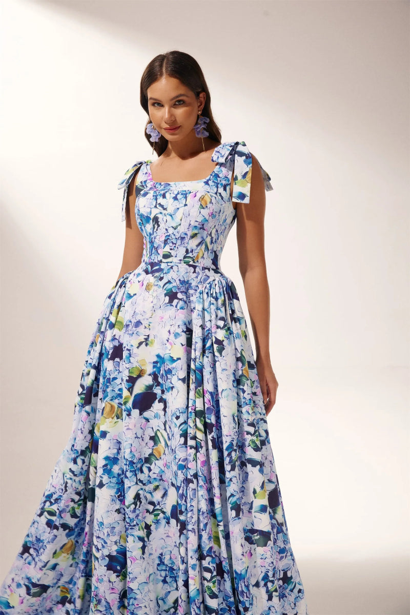 Liliane Floral Bow-Tie Maxi Dress