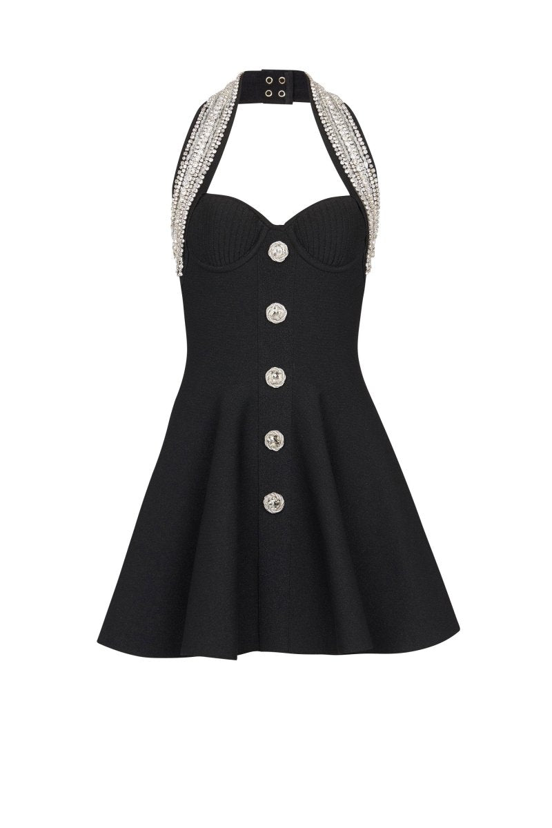 Lavinia Crystal-Embellished Halter Mini Dress