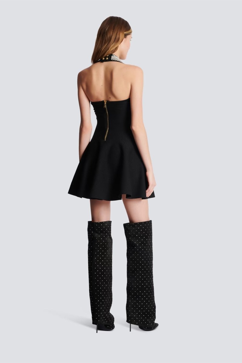 Lavinia Crystal-Embellished Halter Mini Dress