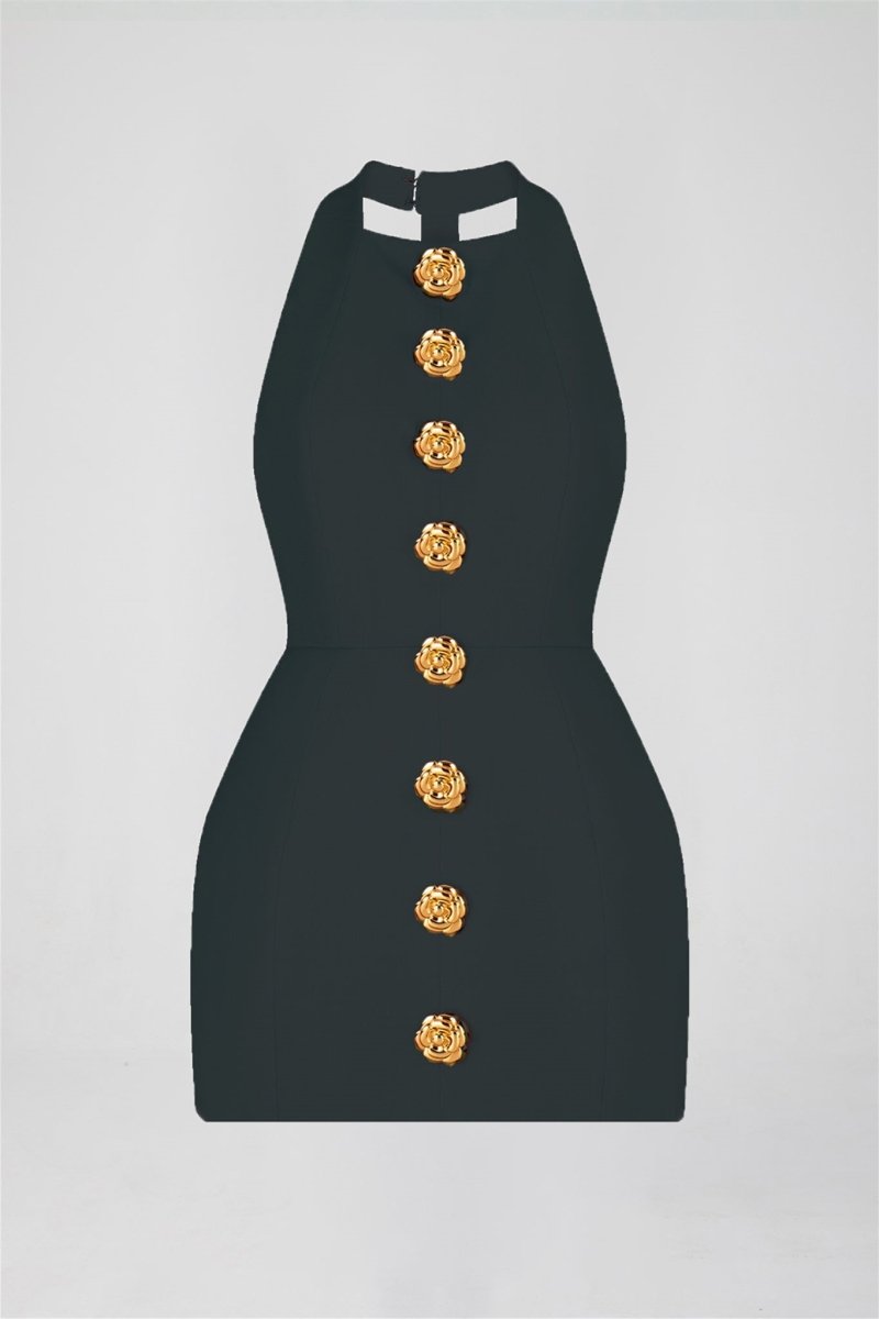 Sabella Halter Buttoned Mini Dress