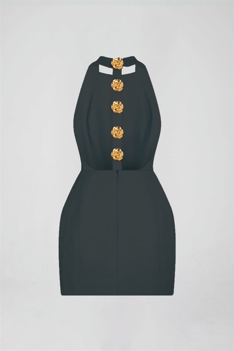 Sabella Halter Buttoned Mini Dress