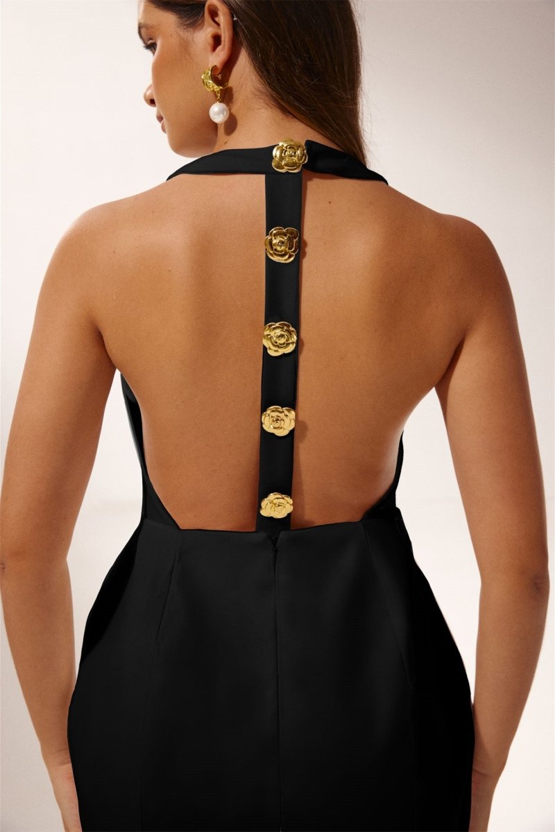 Sabella Halter Buttoned Mini Dress