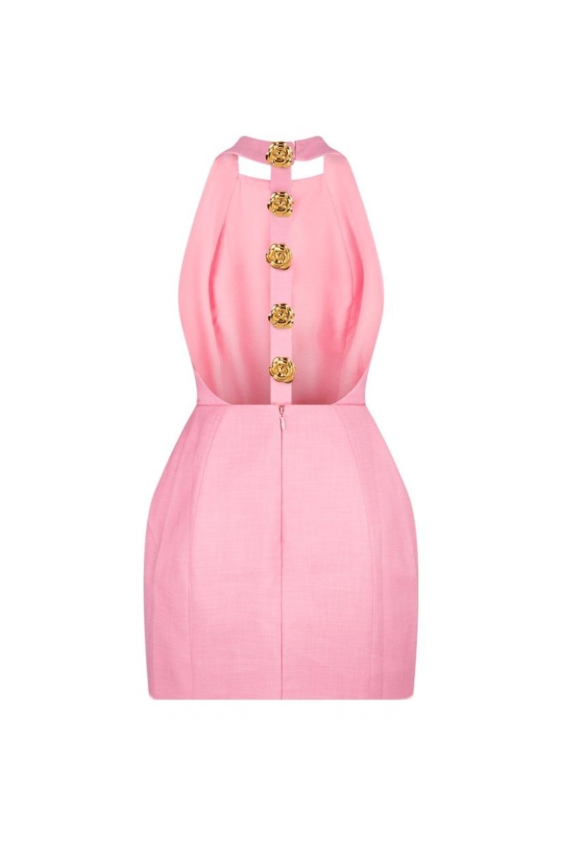 Sabella Halter Buttoned Mini Dress
