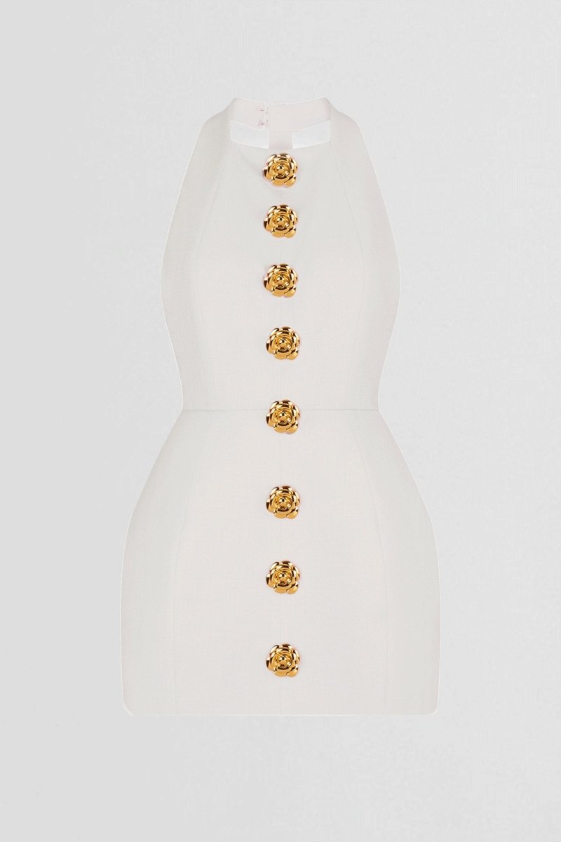 Sabella Halter Buttoned Mini Dress