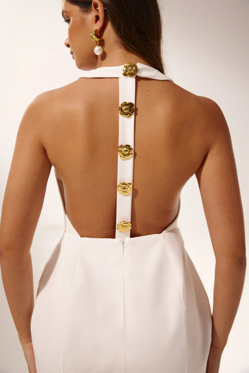 Sabella Halter Buttoned Mini Dress