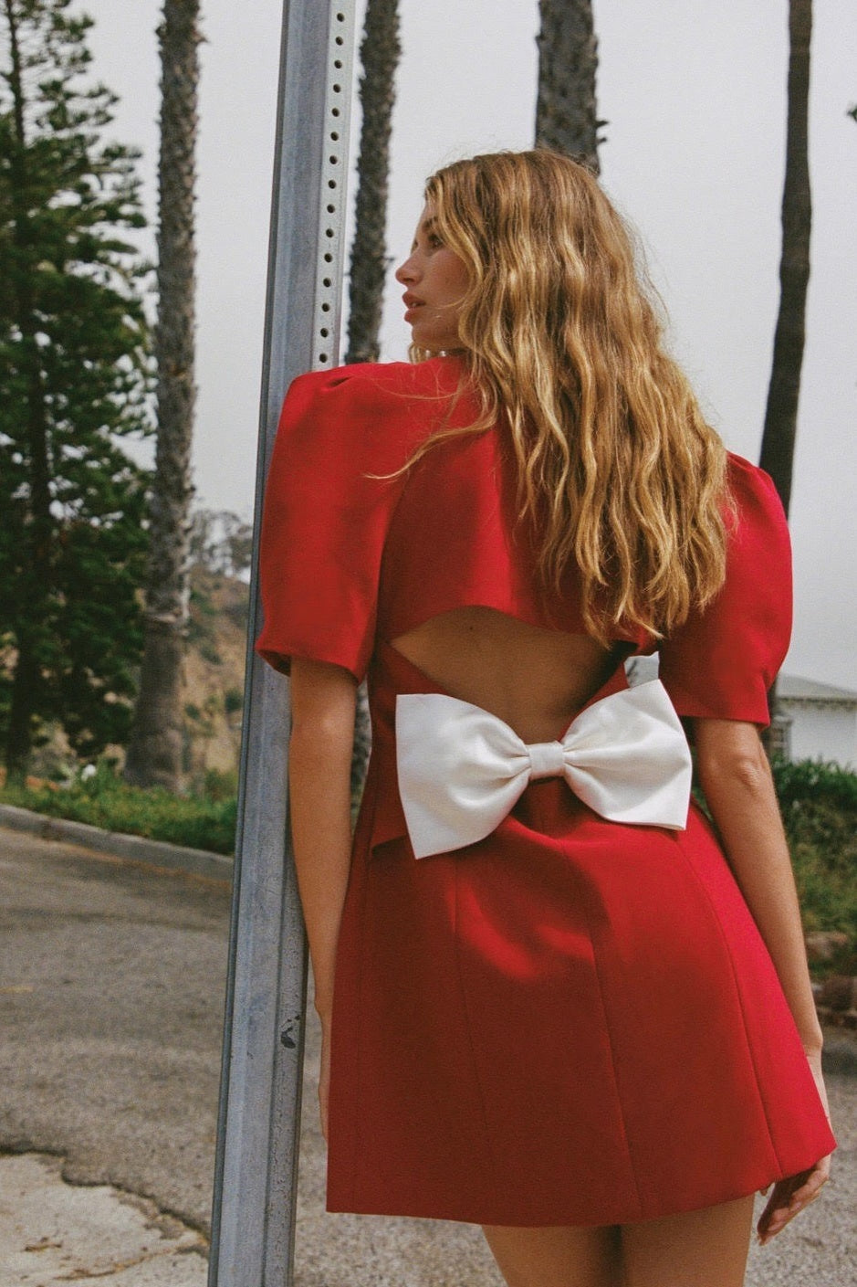 Estrella Contrast-Collar Mini Dress