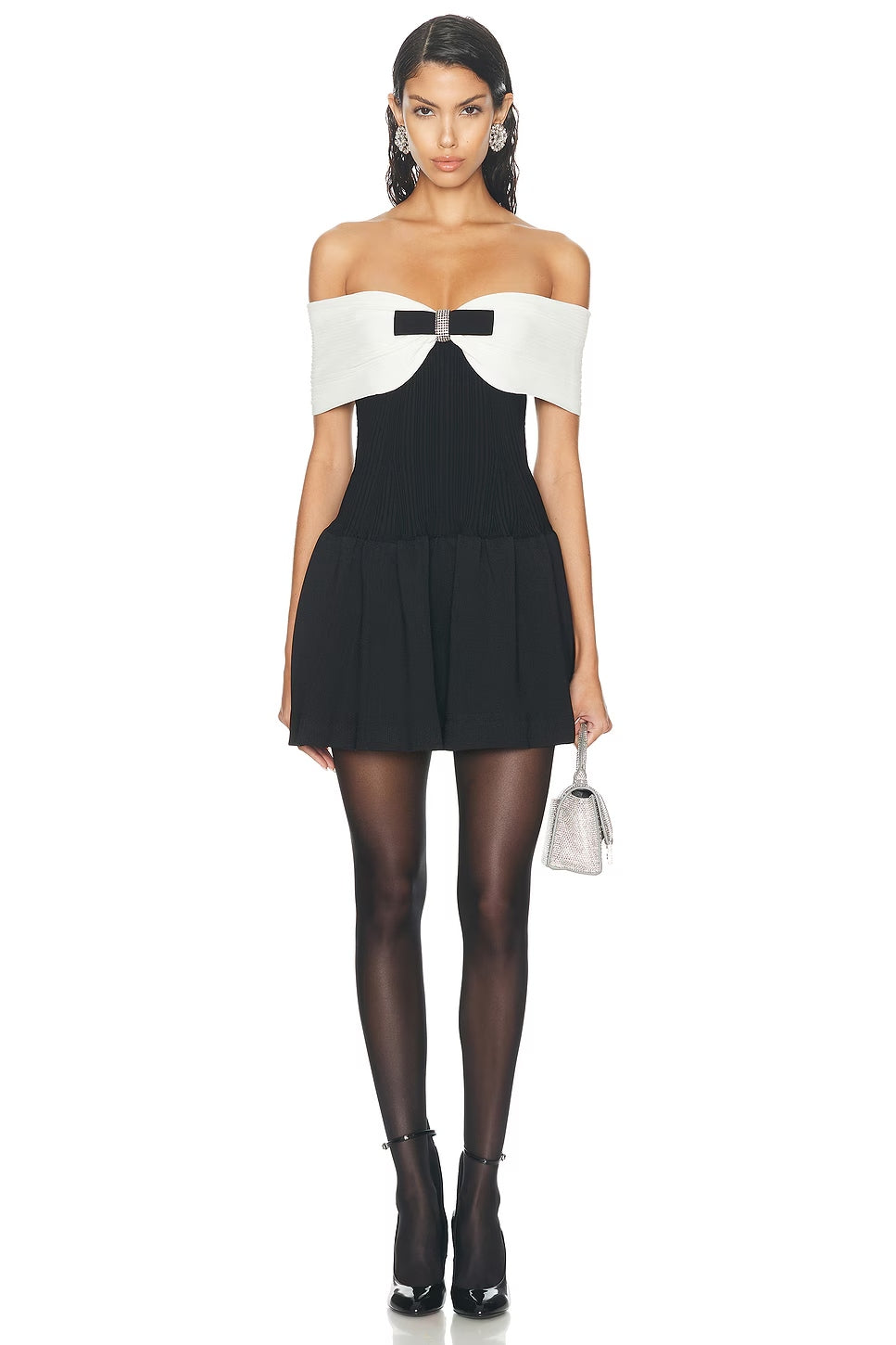 Solene Off-Shoulder Bow Mini Dress