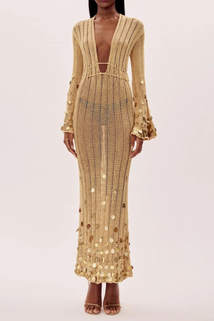 Fleur Embellished Crochet Maxi Dress