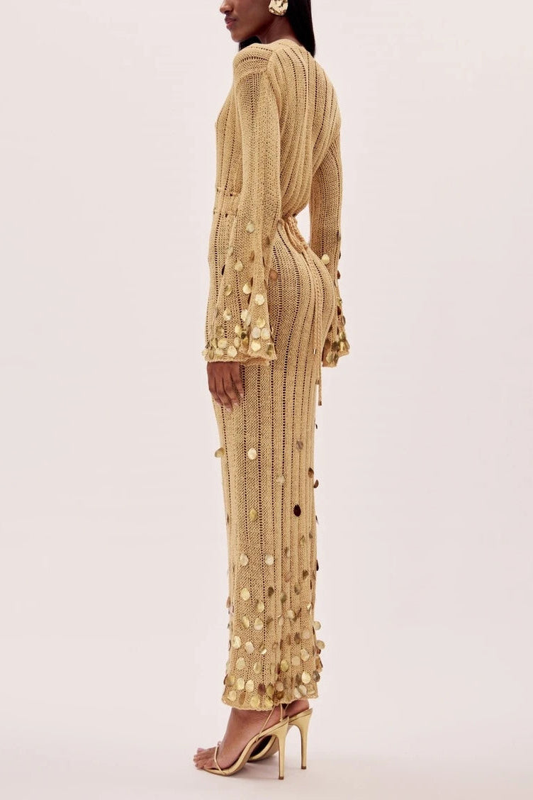 Fleur Embellished Crochet Maxi Dress
