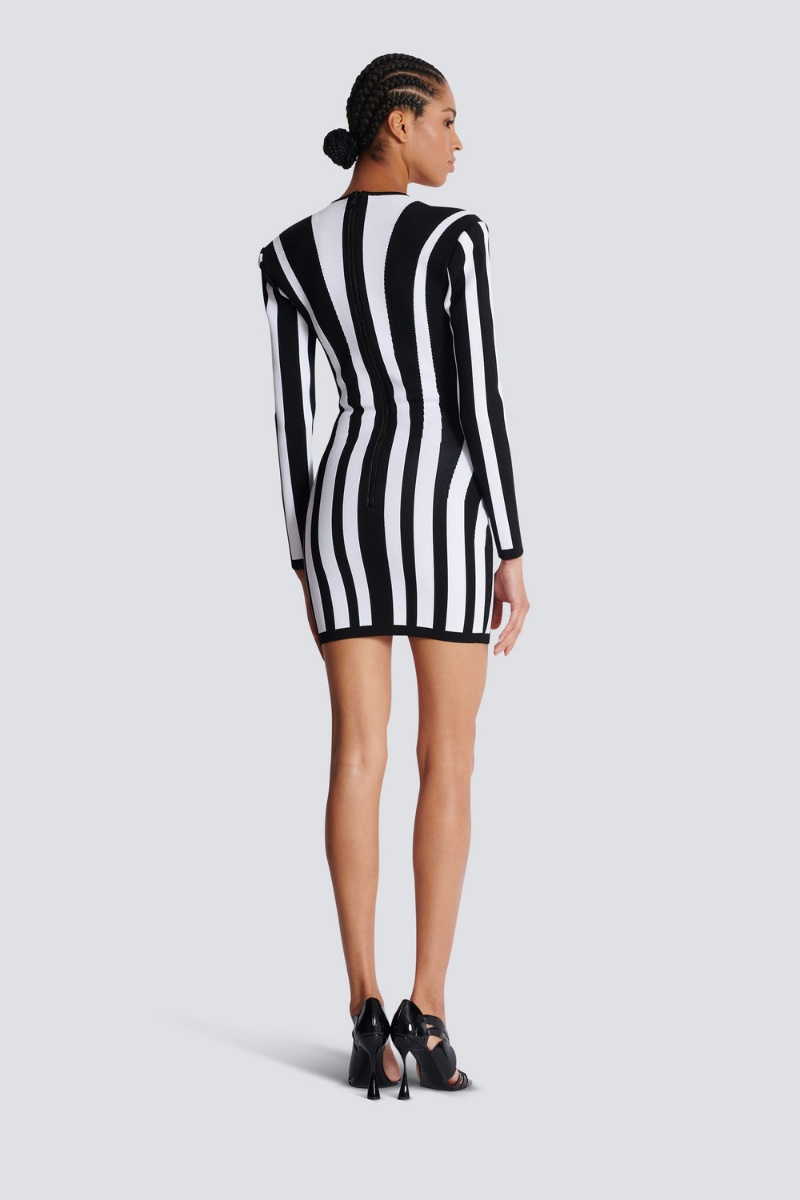 Viviana Long-Sleeve Striped Knit Mini Dress
