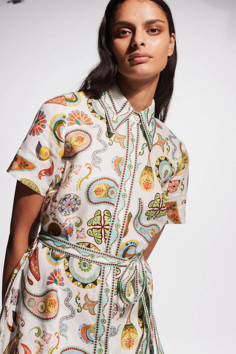 Corisande Paisley Print Belted Maxi Dress