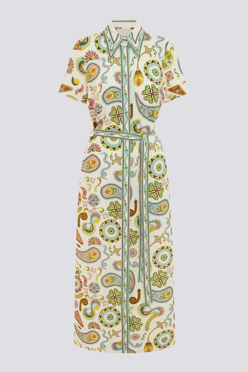 Corisande Paisley Print Belted Maxi Dress
