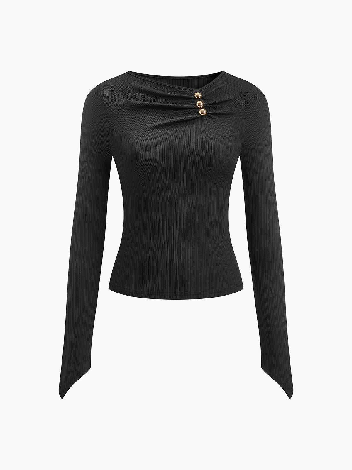 Ribbed Metal Detail Blouse