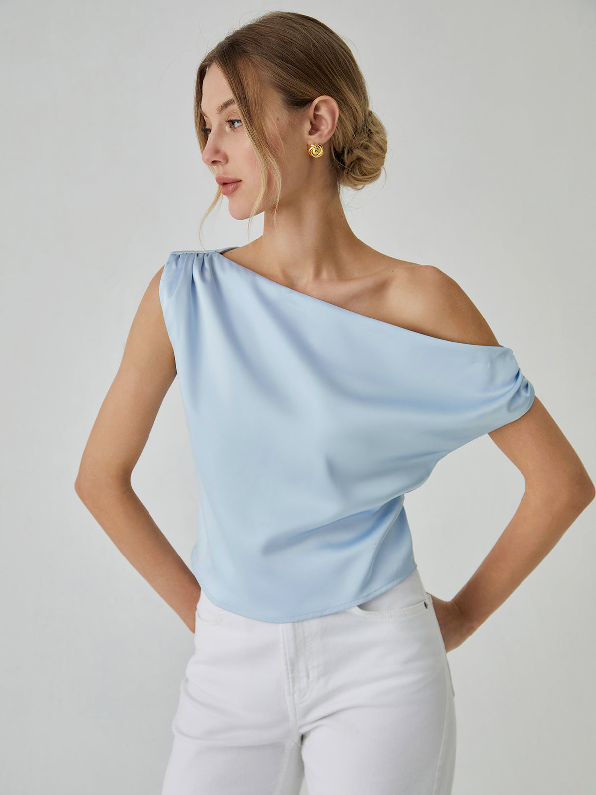 Asymmetrical Satin Blouse