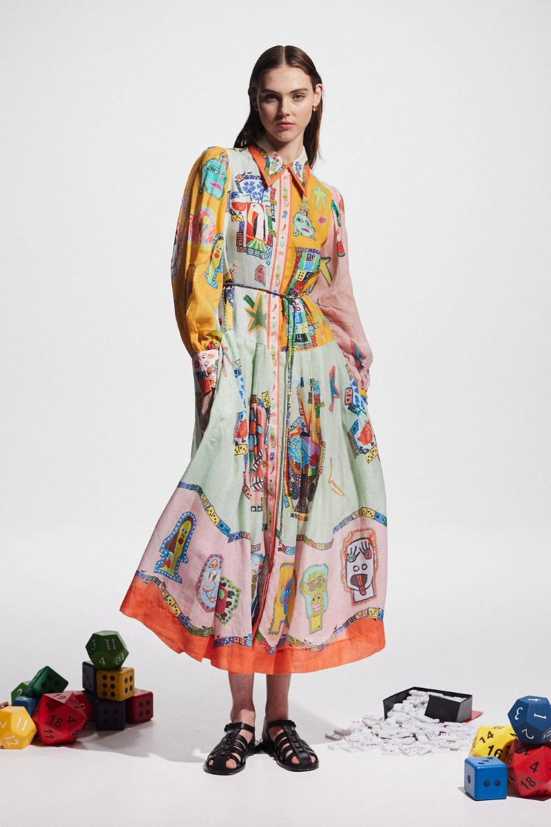 Melisande Artistic Print Maxi Dress