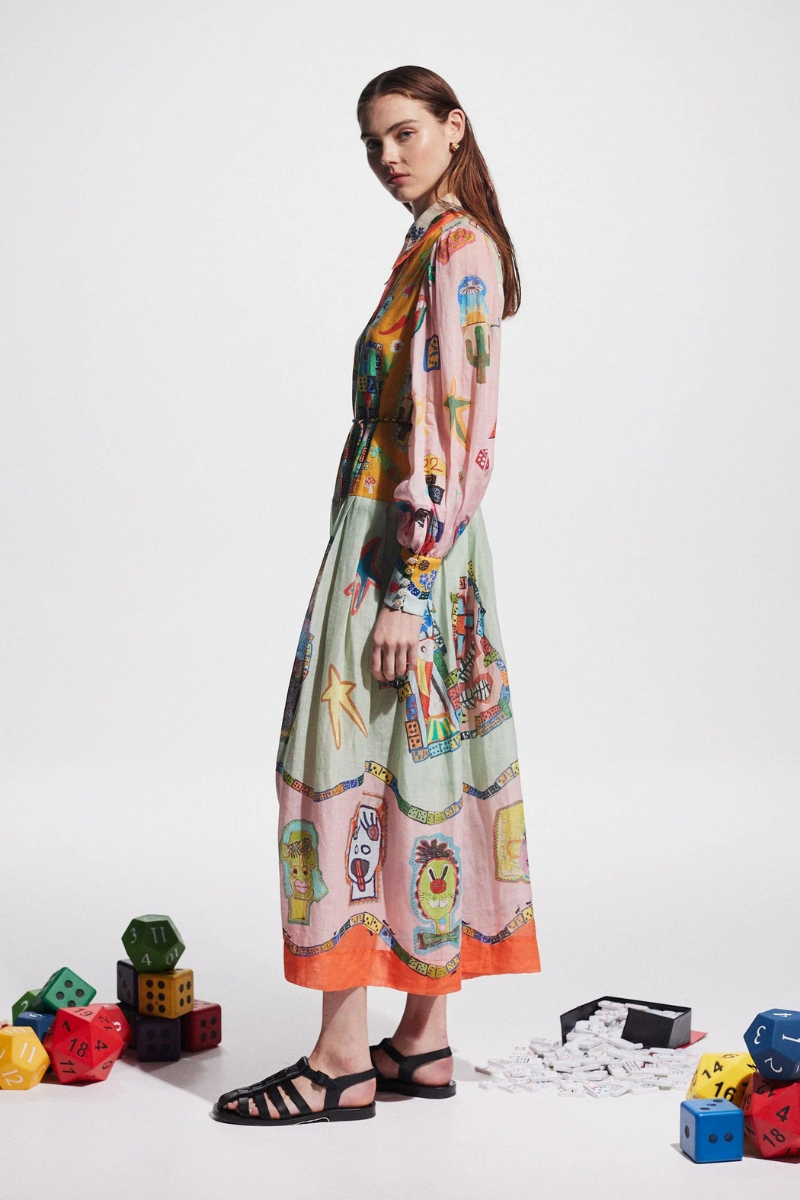 Melisande Artistic Print Maxi Dress