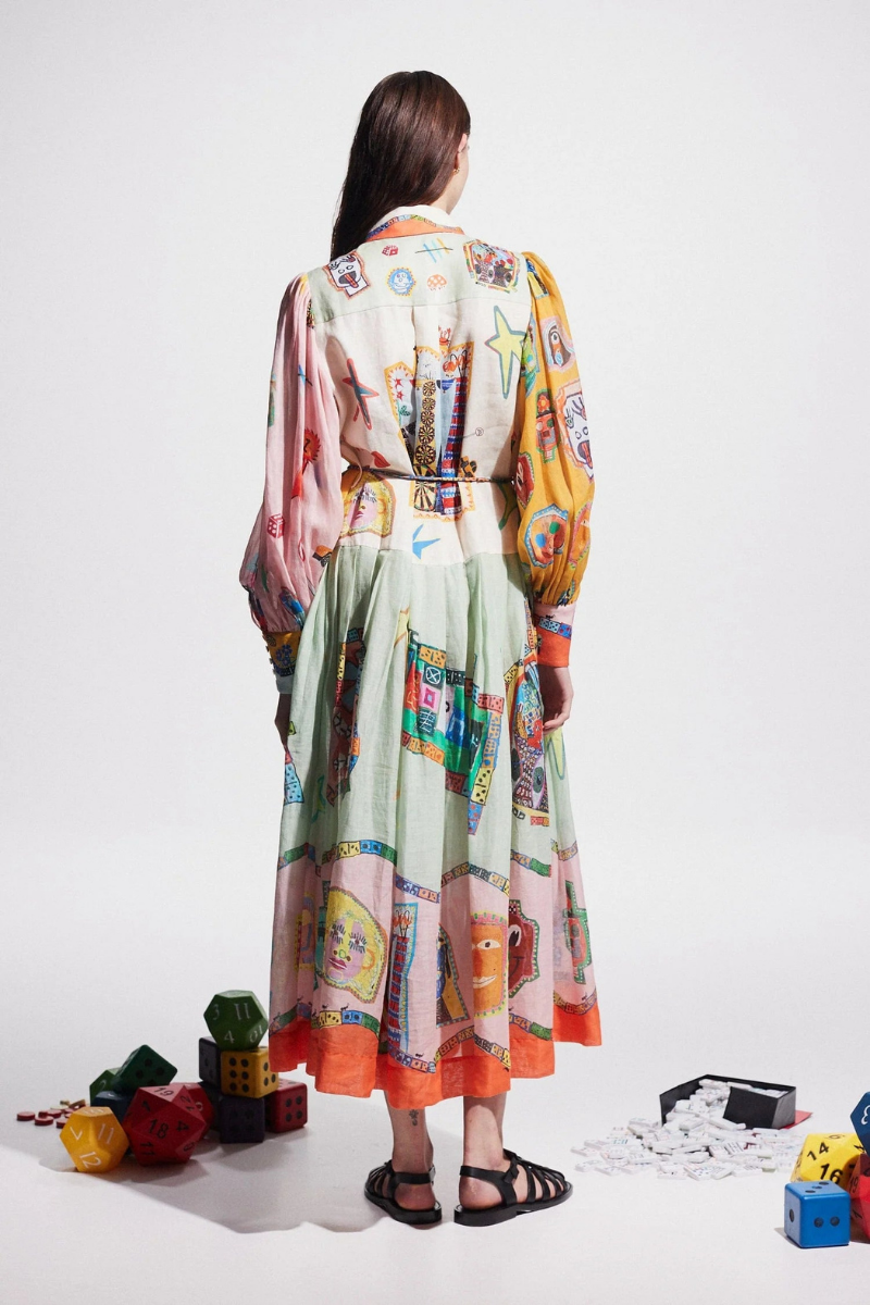 Melisande Artistic Print Maxi Dress